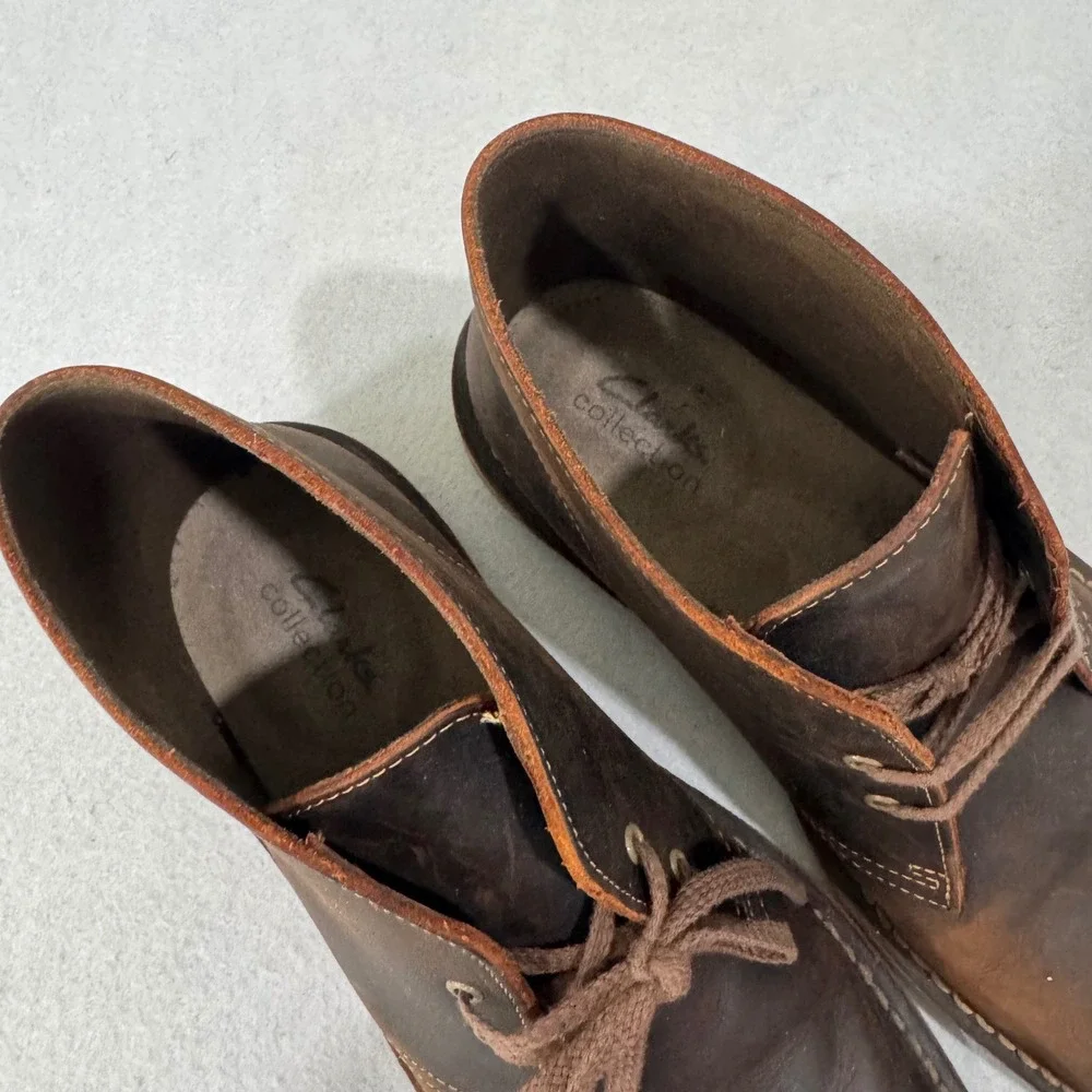 Clarks Desert Boots Mens Size 9 Dark Brown Beeswax Leather Chukka Lace Up Casual